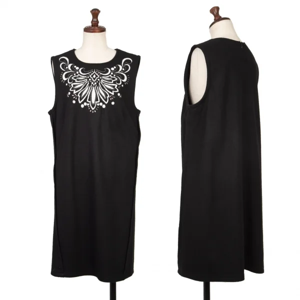 HIROKO BIS Melton Wool Embroidery Dress Black 9 K-136412_001