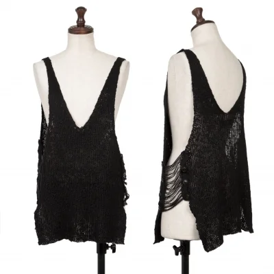 Y's Cotton Linen Side Buttons Design Knit Tank Top