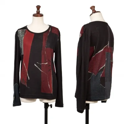 Y's Dictionary pattern Printed Wool Top