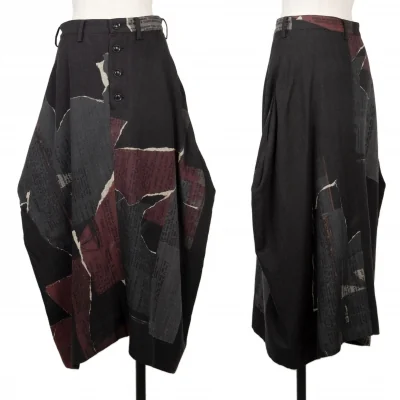 Y's Dictionary pattern Printed Wool Skirt
