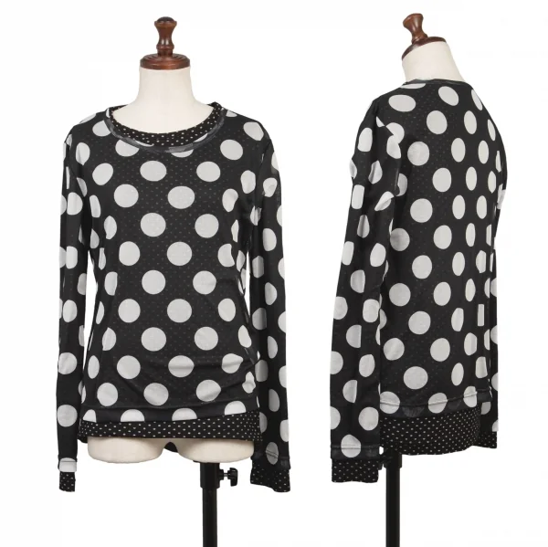 Y's Dot Layered Design T Shirt Black,White 2 K-136429_001