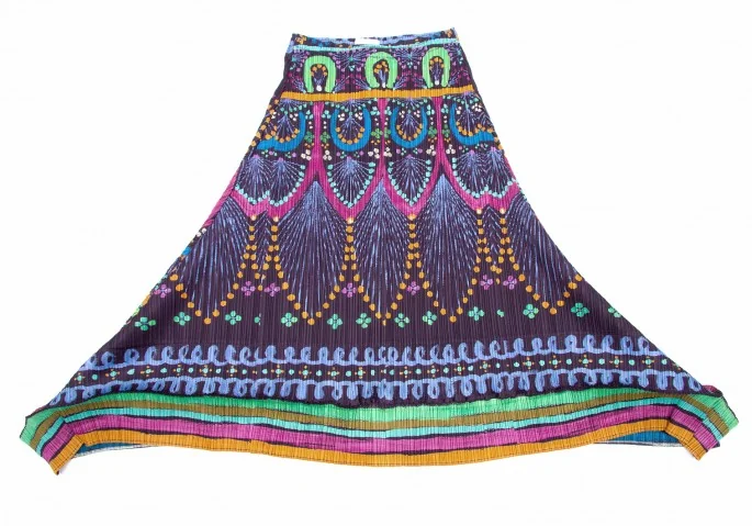 プリーツプリーズPLEATS PLEASE 柄変形フレアープリーツスカート