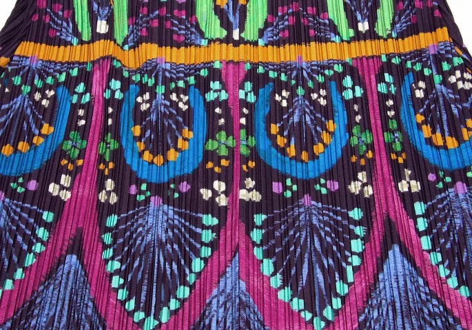 プリーツプリーズPLEATS PLEASE 柄変形フレアープリーツスカート