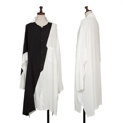 Y's Bi-colour Stand-collar Shirt Dress