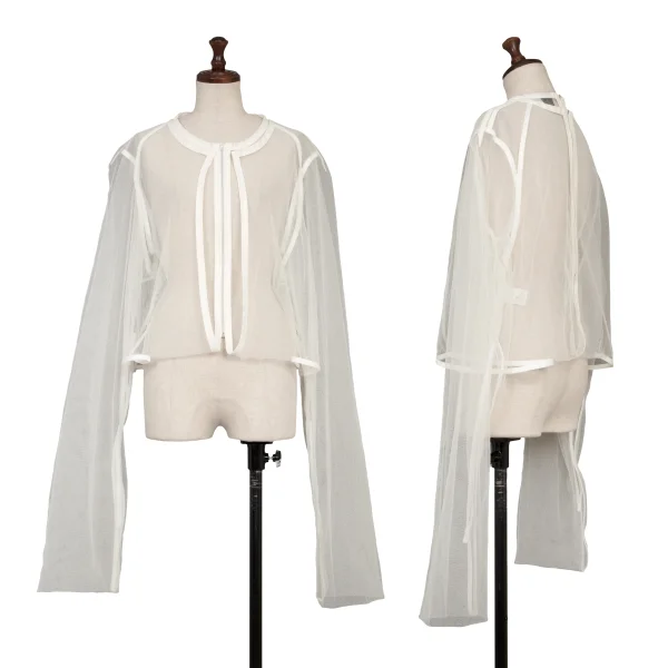 COMME des GARCONS Mesh Layered Zipper Shirt White S K-136462_001