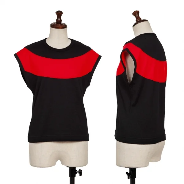 COMME des GARCONS Bicolor Wool Sleeveless Top Black,Red XS-S K-136464_001
