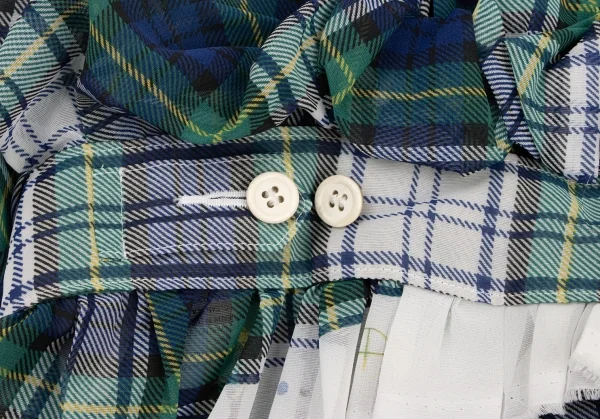 COMME des GARCONS Frill Check Gathered Blouse K-136465_013