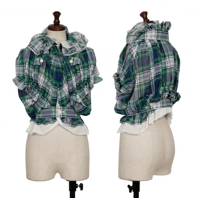 COMME des GARCONS Frill Check Gathered Blouse