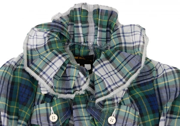 COMME des GARCONS Frill Check Gathered Blouse K-136465_004