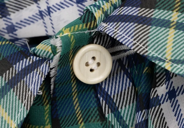 COMME des GARCONS Frill Check Gathered Blouse K-136465_006