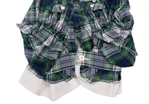 COMME des GARCONS Frill Check Gathered Blouse K-136465_009