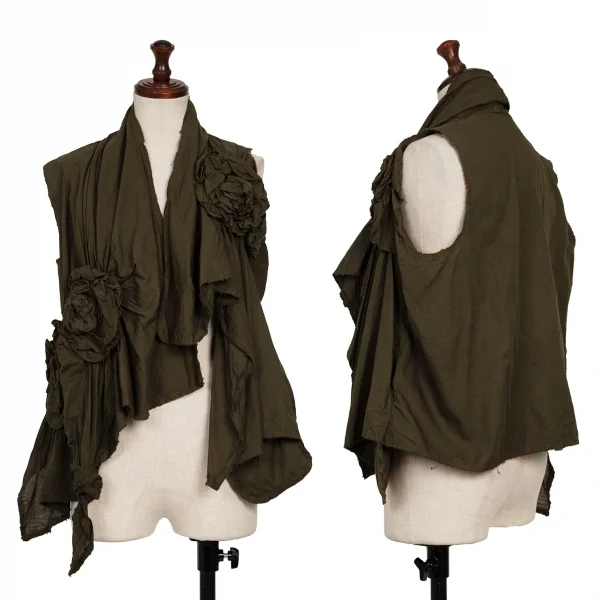 COMME des GARCONS Corsage Decoration Cotton Vest Khaki-green XS-S K-136468_001