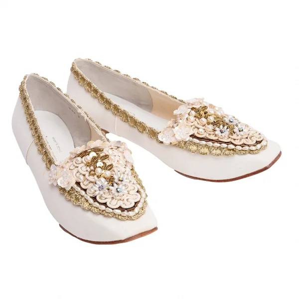 COMME des GARCONS Bijou Decoration Canvas Shoes Ivory US About 6.5 K-136479_001