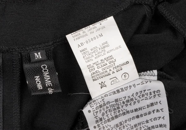 COMME des GARCONS NOIR Wool Back Zip Faux Fur T Shirt K-136491_011