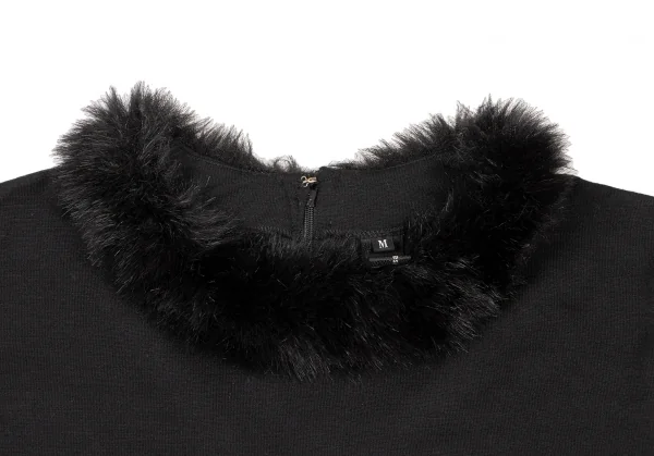 COMME des GARCONS NOIR Wool Back Zip Faux Fur T Shirt K-136491_003
