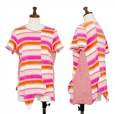 COMME des GARCONS Stripe Check Switching Asymmetry T Shirt