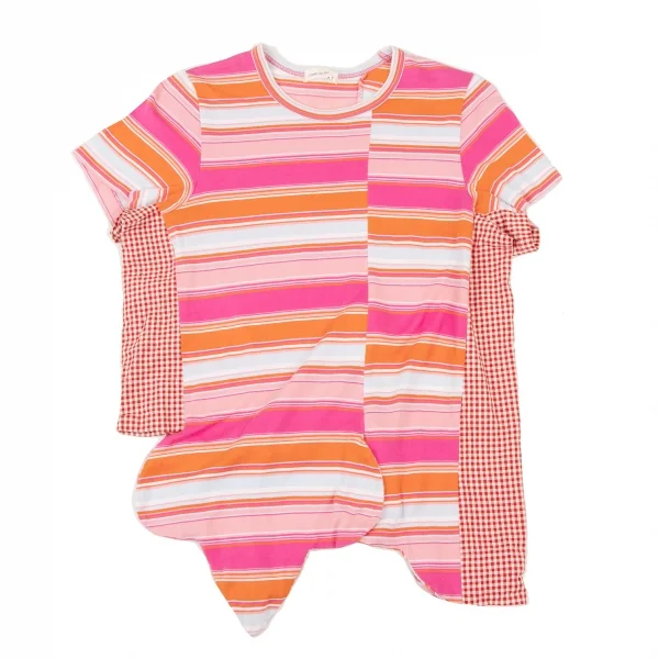 COMME des GARCONS Stripe Check Switching Asymmetry T Shirt K-136499_002