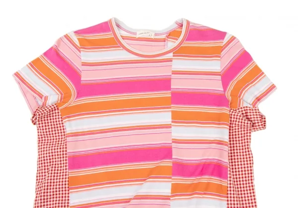 COMME des GARCONS Stripe Check Switching Asymmetry T Shirt K-136499_003