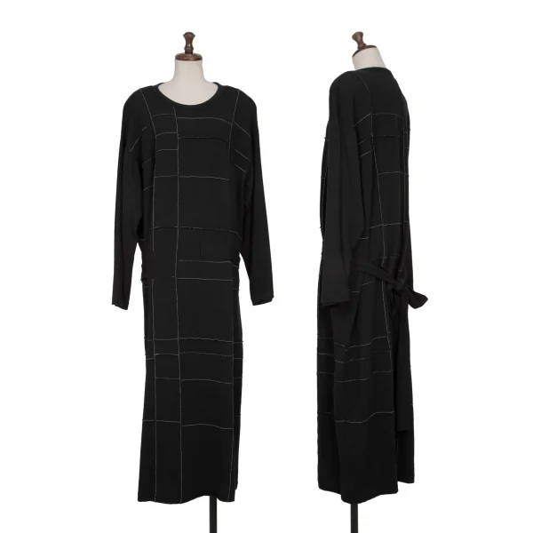 COMME des GARCONS Washed Block Stitch String Knit Dress Black S-M K-136500_001