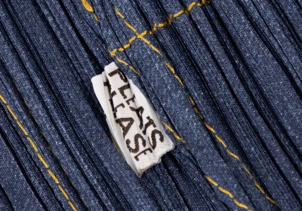 希少 PLEATS PLEASE プリーツプリーズ デニム転写スカート プリーツプリーズPLEATS PLEASE デニム転写プリントステッチ