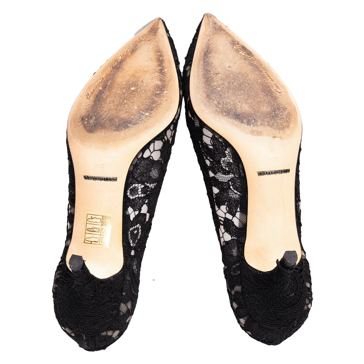 ドルチェ&ガッバーナDOLCE&GABBANA ビジュー装飾レースパンプス