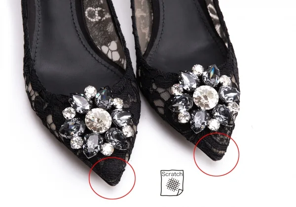 ドルチェ&ガッバーナDOLCE&GABBANA ビジュー装飾レースパンプス