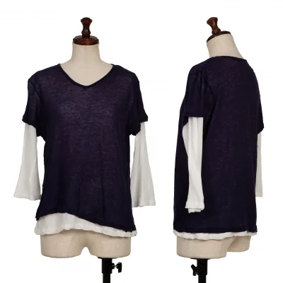 Y's  Cotton Layered V-neck T Shirt