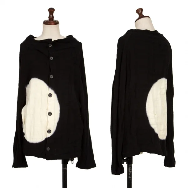 Y's Circle Discharge Dyed Knit Cardigan Black 2 K-136525_001