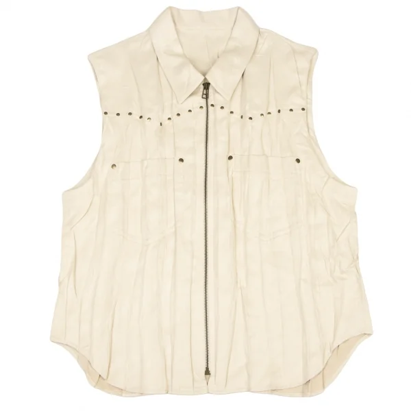 ISSEY MIYAKE Pleats Studded Velor Zip Vest K-136541_002