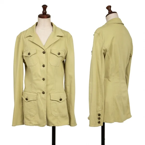 MOSCHINO JEANS Cotton Switching Logo Button Jacket Beige 44 K-136544_001