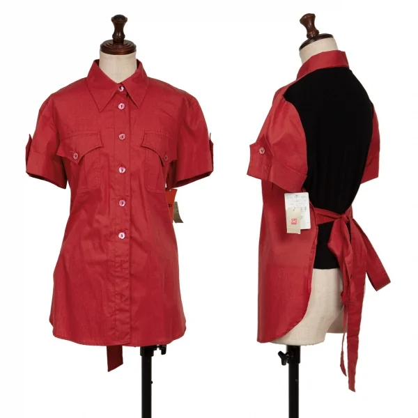 CHRISTIAN LACROIX BAZAR Switching Front Long Shirt Red 38 K-136551_001