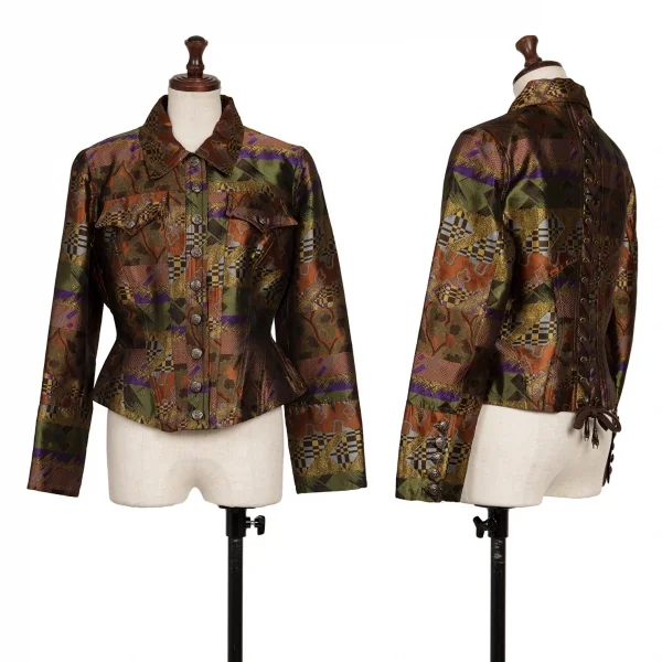 CHRISTIAN LACROIX BAZAR Jacquard Back Lace-Up Jacket Multi-Color 38 K-136556_001