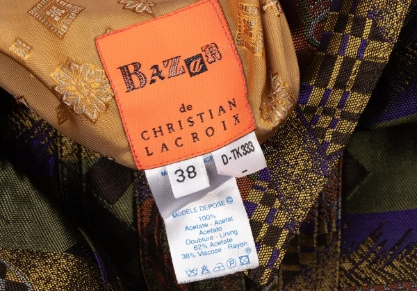クリスチャンラクロワバザールCHRISTIAN LACROIX BAZAR アセテートジャガードバックレースアップジャケット マルチ38 K-136556_020