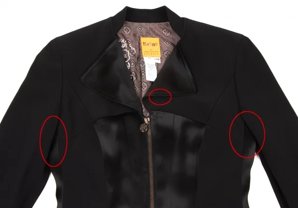 クリスチャンラクロワバザールCHRISTIAN LACROIX BAZAR アセテートレーヨン異素材切替ジップジャケット 黒38 K-136559_003