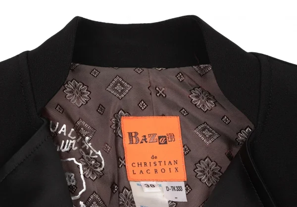 クリスチャンラクロワバザールCHRISTIAN LACROIX BAZAR アセテートレーヨン異素材切替ジップジャケット 黒38 K-136559_007