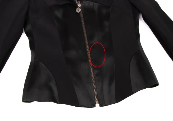 クリスチャンラクロワバザールCHRISTIAN LACROIX BAZAR アセテートレーヨン異素材切替ジップジャケット 黒38 K-136559_012