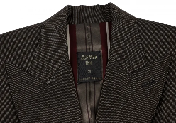 ジャンポールゴルチエ オムJean Paul GAULTIER HOMME ピンストライプダブルジャケット 黒茶50 K-136594_003