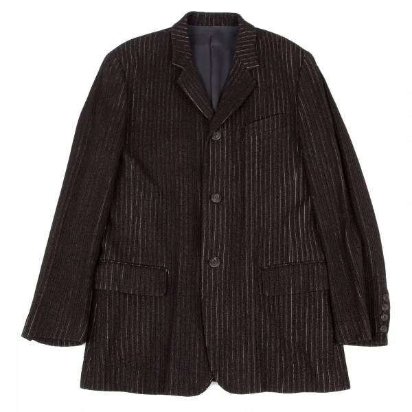 Jean-Paul GAULTIER HOMME Wool Rayon Stripe Jacket Brown 48 K-136595_001