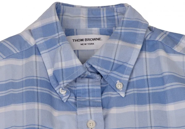 トムブラウンTHOM BROWNE チェックノースリーブシャツワンピース 水色白他1 K-136610_004