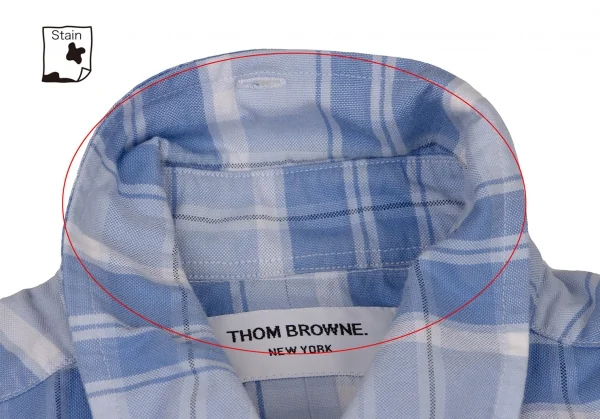 トムブラウンTHOM BROWNE チェックノースリーブシャツワンピース 水色白他1 K-136610_005