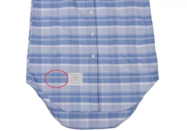 トムブラウンTHOM BROWNE チェックノースリーブシャツワンピース 水色白他1 K-136610_009