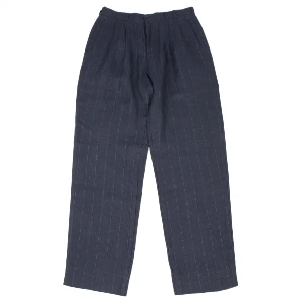 Papas Linen Striped Tuck Pants Navy L K-136677_001