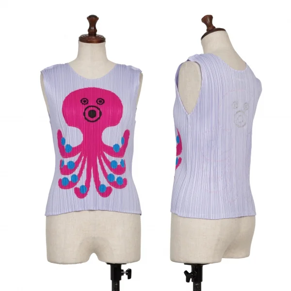 PLEATS PLEASE Octopus Patch Sleeveless Shirt Purple 3 K-136691_001