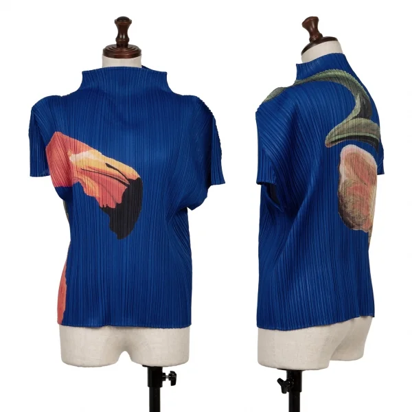 PLEATS PLEASE Animal Printed Turtle Neck T Shirt Blue 3 K-136696_001