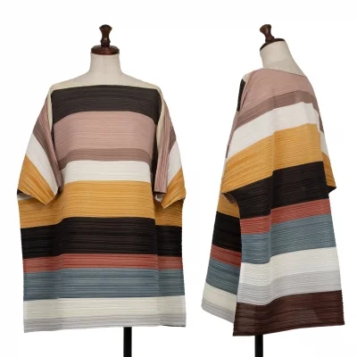 PLEATS PLEASE Color Scheme Striped Wide T Shirt