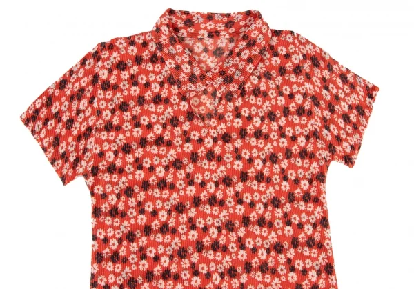 PLEATS PLEASE Floral Printed Mist Polo Shirt K-136705_003