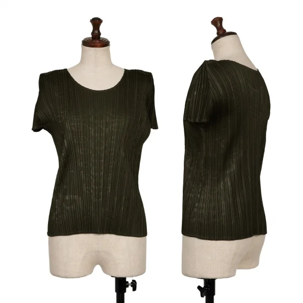 PLEATS PLEASE Embossed T Shirt Khaki-green 3 K-136711_001