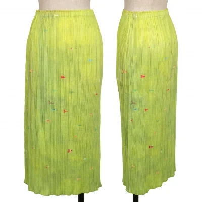 PLEATS PLEASE Watercolor Printed Slit Skirt