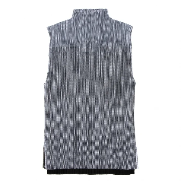 プリーツプリーズPLEATS PLEASE メッシュレイヤードハイネックノースリーブ 黒青白3 K-136740_002