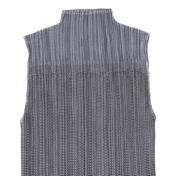 プリーツプリーズPLEATS PLEASE メッシュレイヤードハイネックノースリーブ 黒青白3 K-136740_003